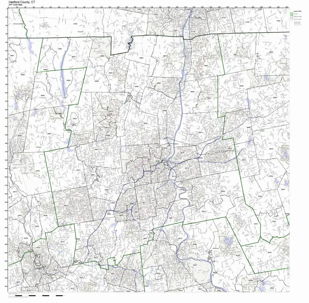 Buy New Haven County Connecticut Ct Zip Code Map Not Laminated In