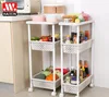 Haixing Plastic high quality 3Layers storage rack with wheels for Kitchen Bathroom Holder