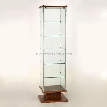 Wood Glass Curio Cabinet With Wooden Vent For Base Cabinet Tall