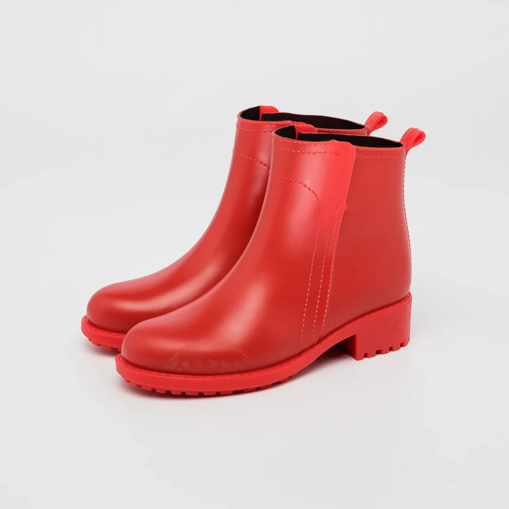 Red Matt Women Rain Boots Low Cut Wellies Rain Shoes New Style