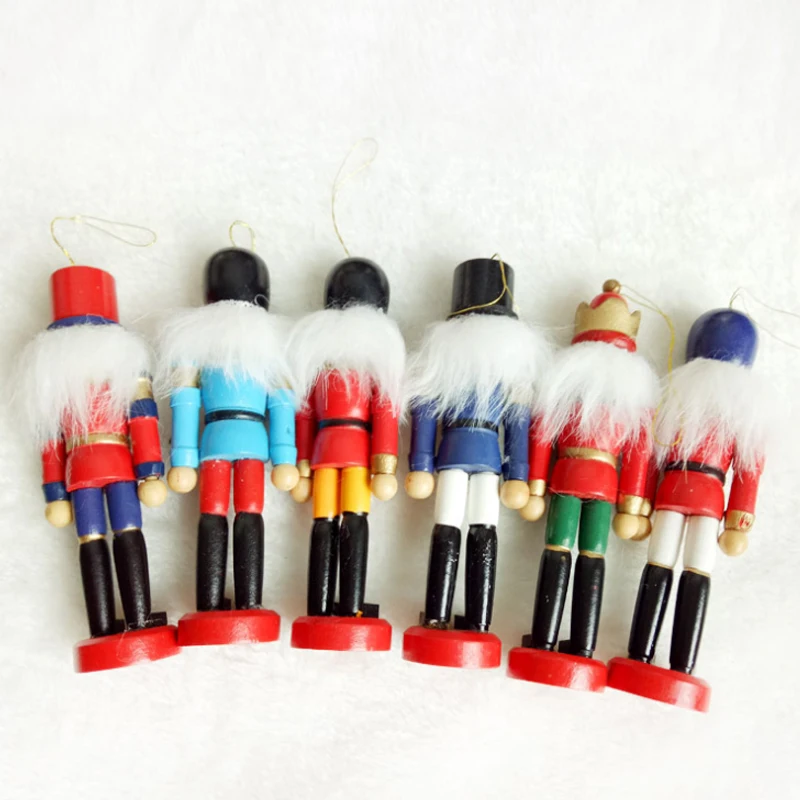 Hot Sale Christmas Decoration Model Nutcracker 6pcs/set Colorful Wooden
