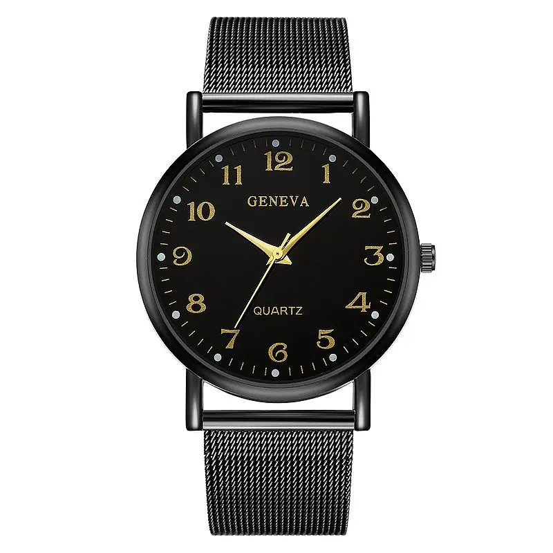

612 Fashion Brand Geneva Mesh Belt Quartz Vogue Wrist Watch For Unisex reloj de hombre, 2 colors