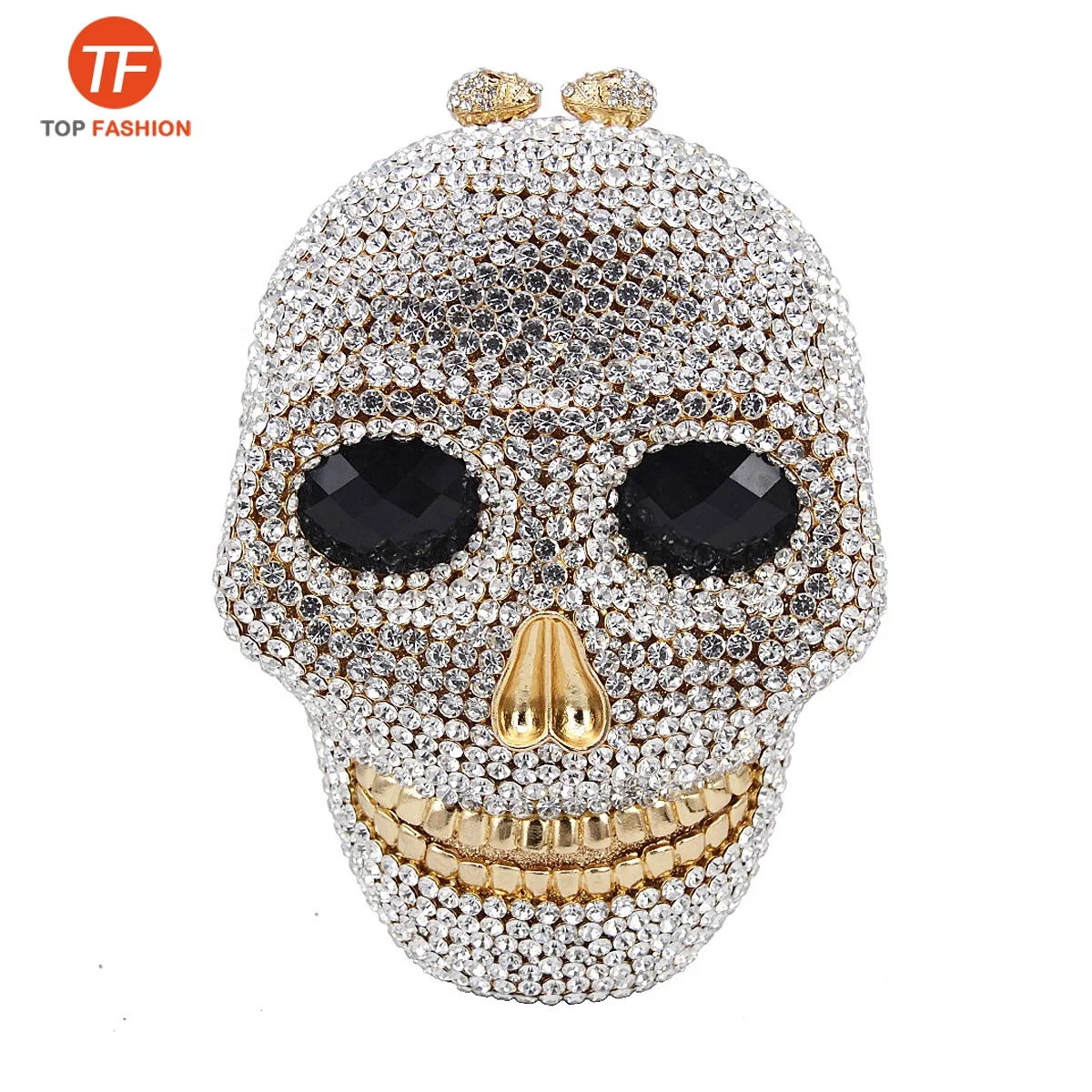 

China Factory Wholesales Luxury Crystal Rhinestone Clutch Evening Bag for Formal Party Diamond Skull Minaudiere Purse, ( accept customized )