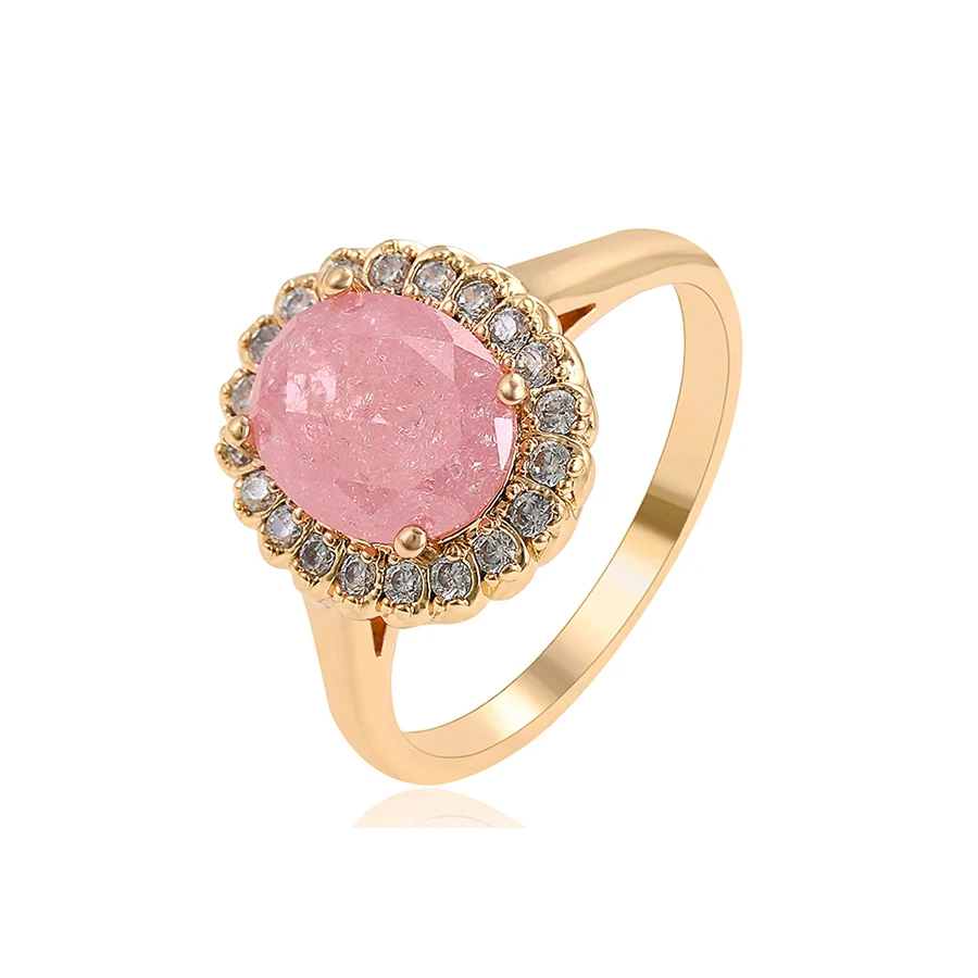 

16021 xuping ready to ship 18 k gold plated pink stone rings for ladies