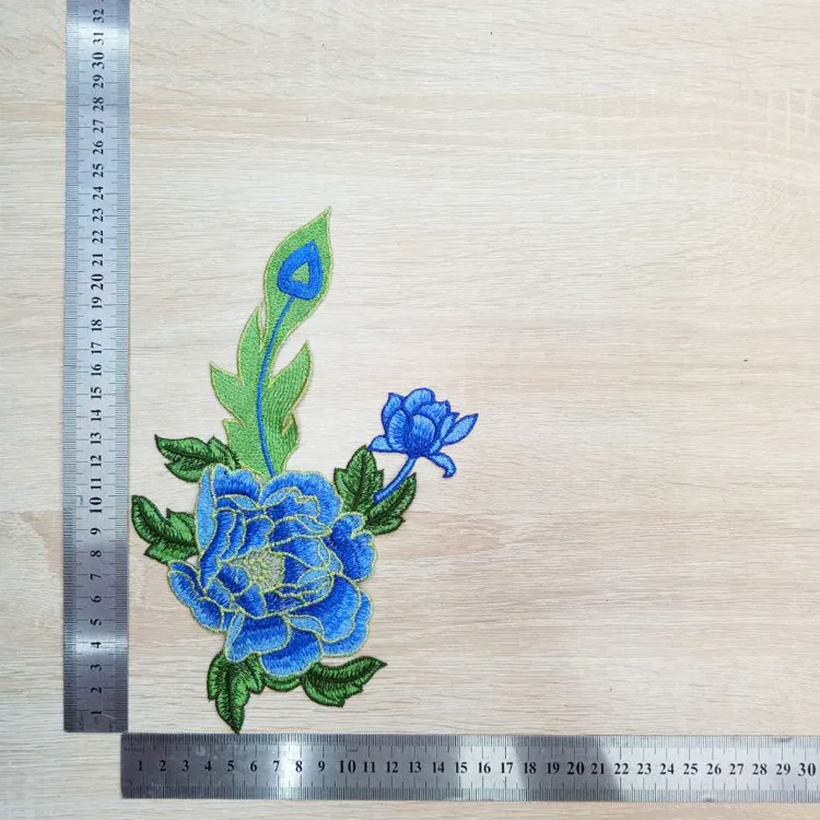 Hot Sale 3d Rose Peony Flower Patch Embroidered Garment Appliques Sew On Patches For Clothes 3653