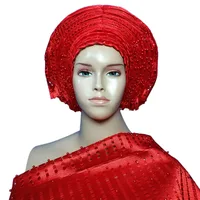 

New Arrival AsoOke Already Tied Auto Gele with shoulder African Ladies For Bridal And Party Free Shipping