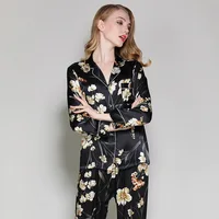 

KTFL1014 22mm 2pcs loose sexy home wear 100% pure silk sleepwear long pajamas