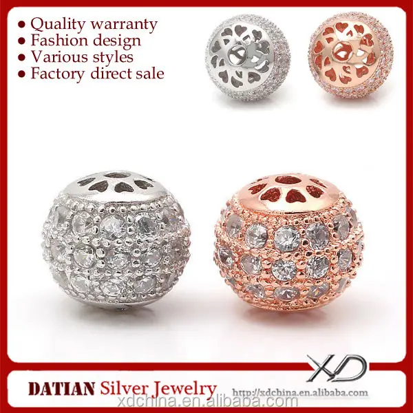 

XD P673 925 sterling silver beads with cz micro pave jewelry, N/a