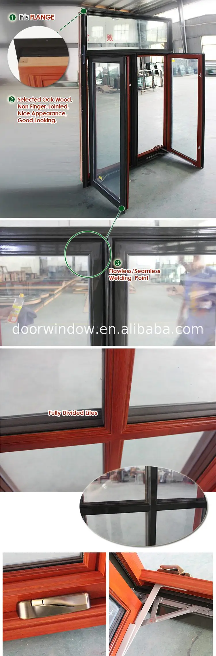 Casement window wood crank carved wooden frame