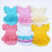 

2018 Latest fashion baby girls summer boutique clothing wholesale infant ruffle bubble solid cotton rompers