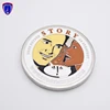 Custom funny design challenge silver coin with enamelled couple
