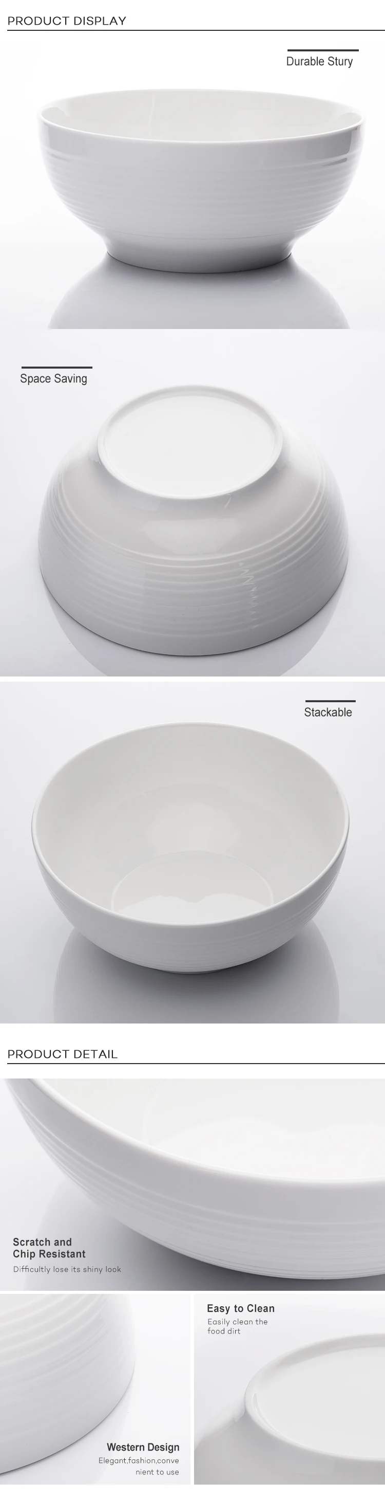 2019 Hotel Restaurant White Ceramic Fruit Bowl, Hotel Quality Custom Logo Porcelain Ceramic Salad Bowl!