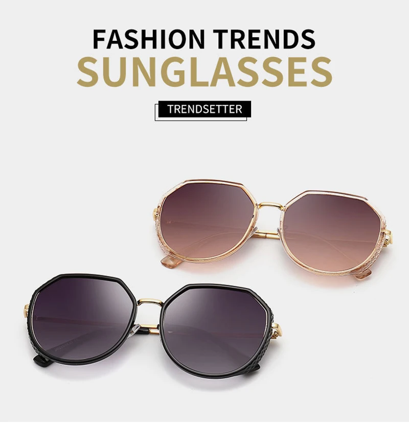 Vintage OEM Size Polygonal UV400 Round Designer Frame Women Sunglasses