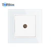 Tempered Glass Frame Single TV Antenna Wall Socket In White