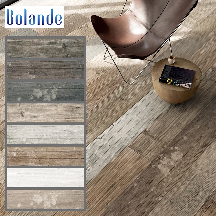 
Bolande matt surface non-slip wood look porcelain tiles brown grey white indoor wooden look antique glazed tile 