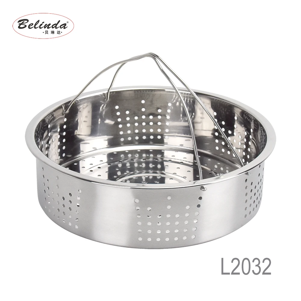  Portable Folding 18/8 Stainless Steel Steamer Basket with Handle L2032-4
