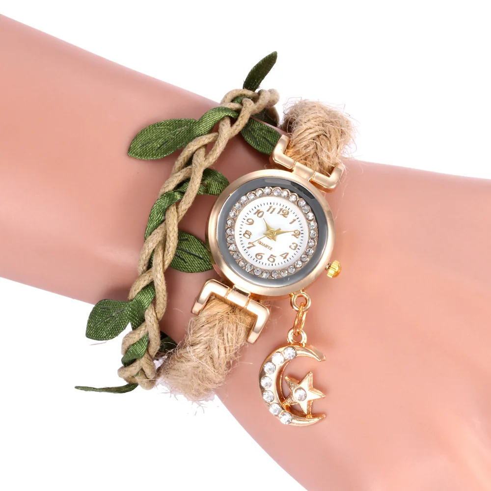 

Creativity Handmade Rope Woven Star Moon Pendant Bracelet Watch Casual Quartz Watches (KKWT82068), Same as the picture