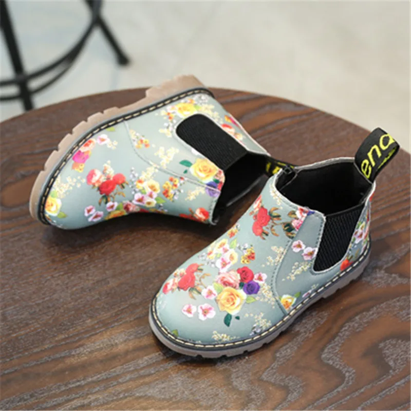 

High quality autumn cheap girls shoes child fashion martin boots shoes, Black/grey