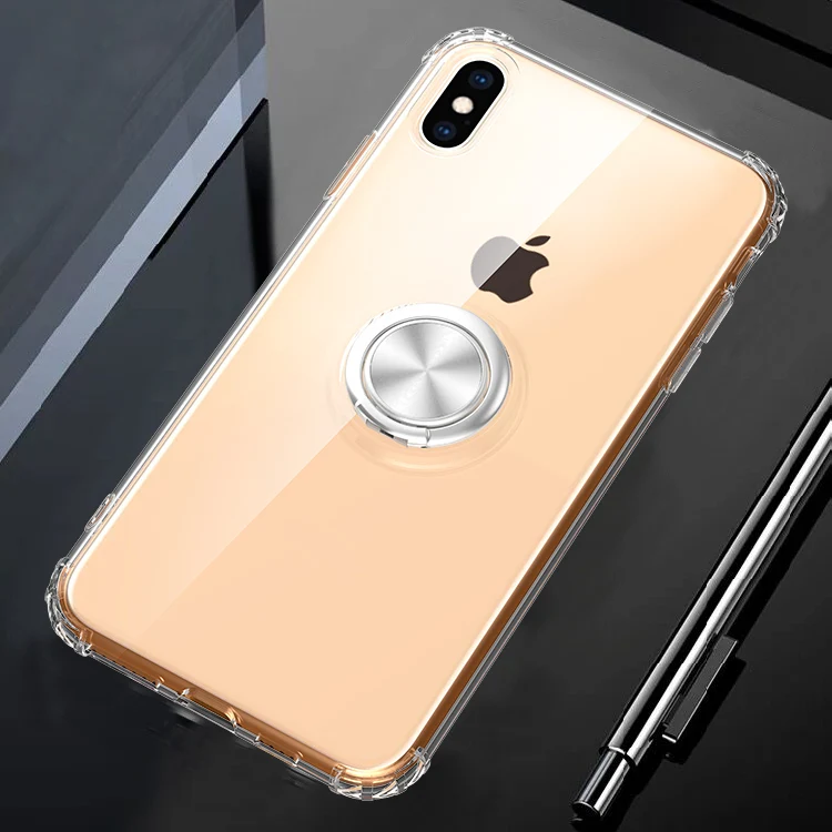 

2019 new soft tpu magnetic ring holder phone case cover for iphone 6 7 8 plus x xr xs max, Transparent red black