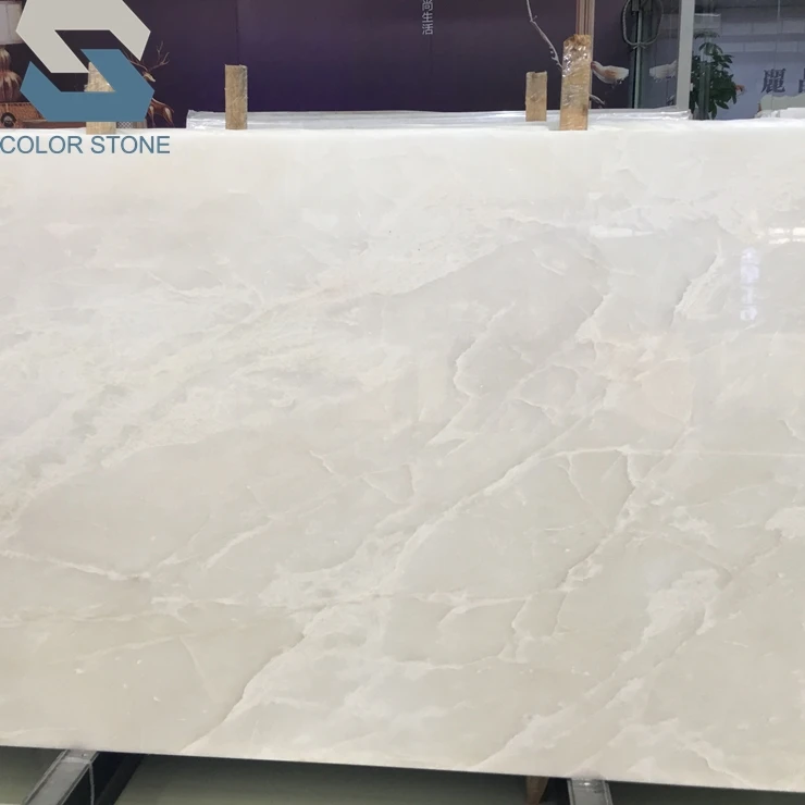 Polished marmore onice bianco translucent royal white onyx marble onix stone slab