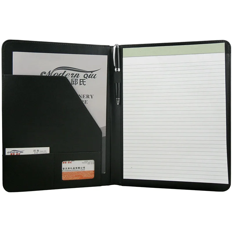 

ModernQiu Durable A4 Size Black PU Leather Folder