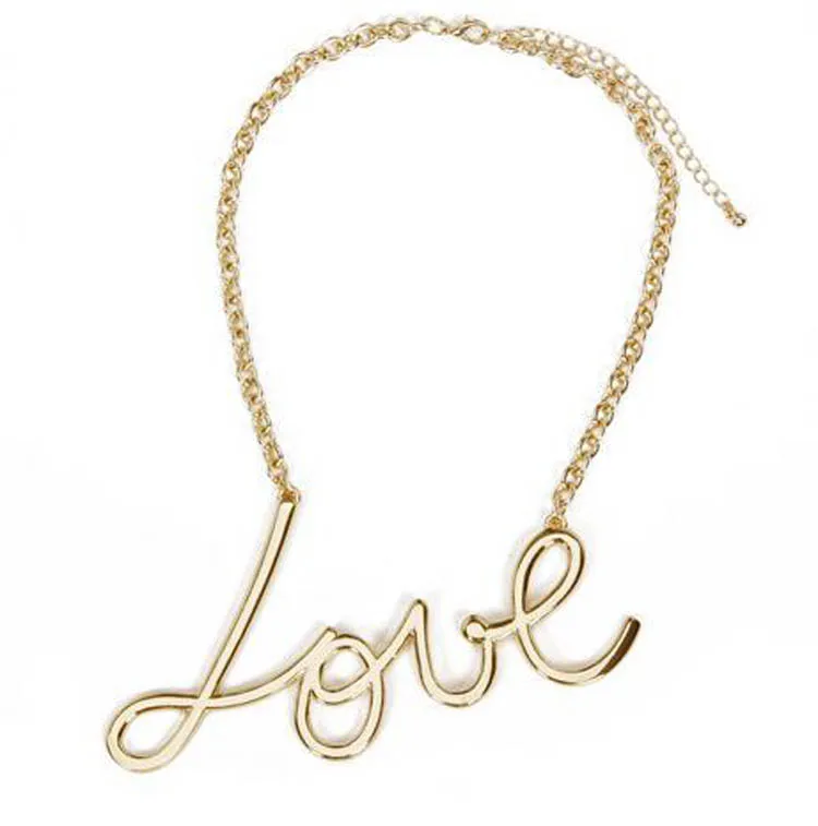 

Letter Shaped Trendy Accessory For Women Simple Design Wholesale Alloy Gold Jewellery Charm Pendant Necklace