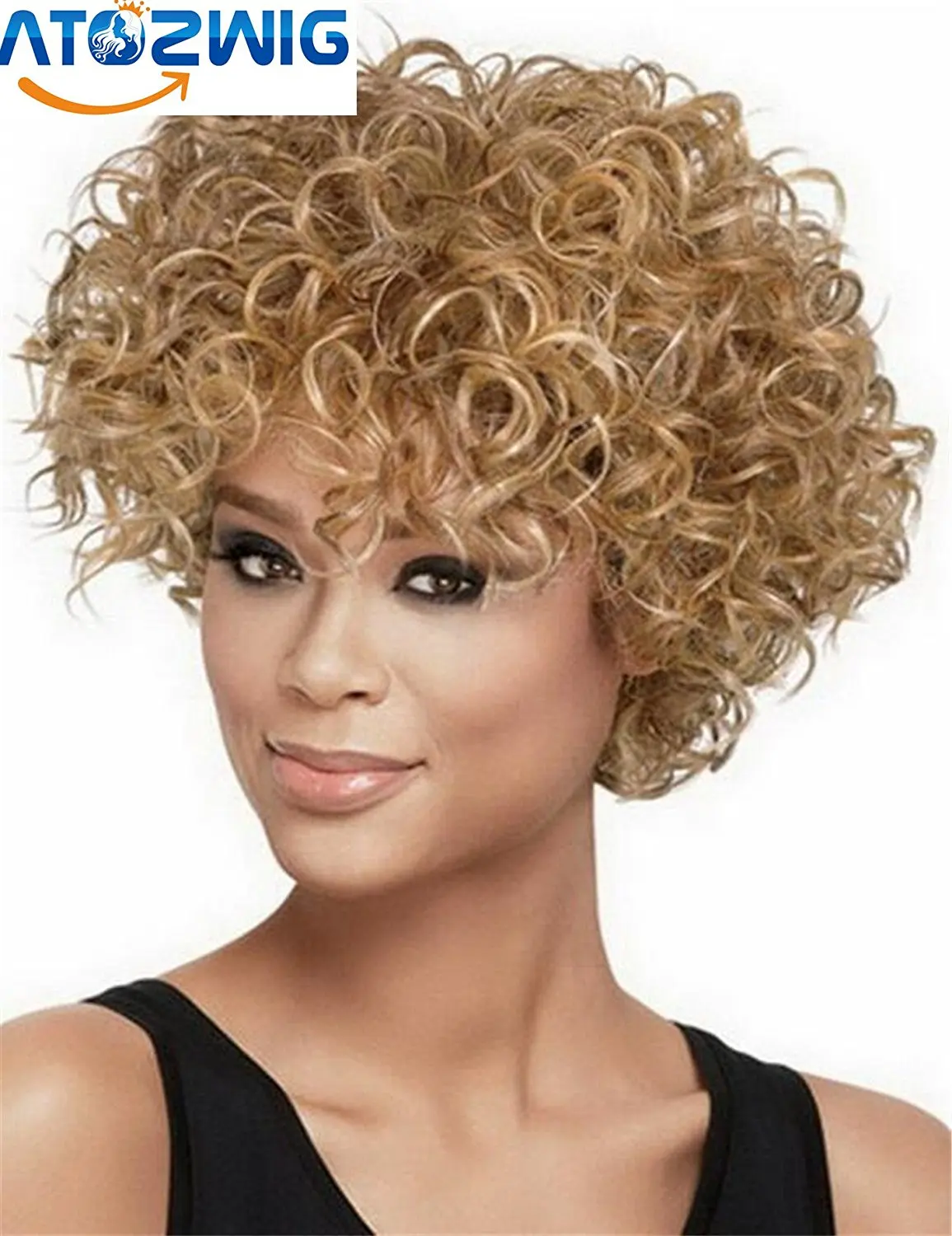 Buy 2015 Fashion Black And Blonde Short Afro Synthetic Wig Cheap