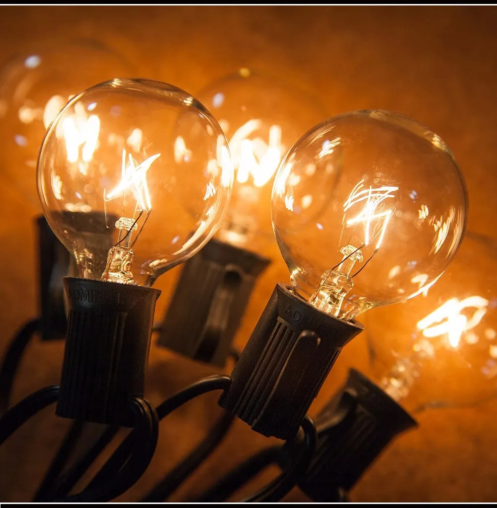 25Ft Globe String Lights with 25 G40 Bulbs Vintage Patio Garden Light