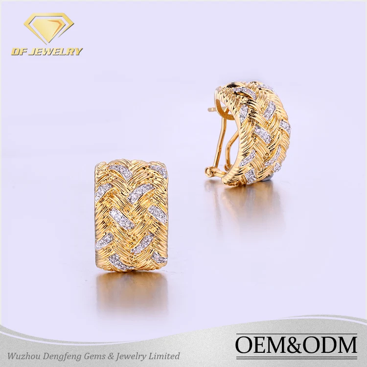 New Designs Earring Stud 18k Gold Plated High Quality Zircon Saudi Earring Stud 18k Gold Plated