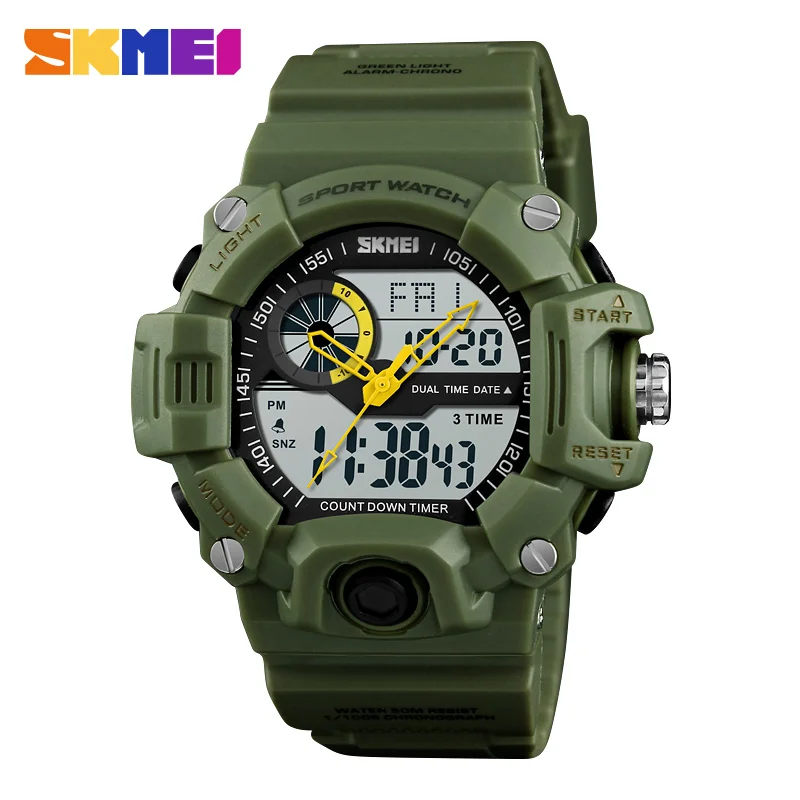 WJ-7567 SKMEI Large Dial Outdoor Sports Watches Men Digital LED 50M Waterproof Military Army Watch Low MOQ Alarm Wristwatches, Mix