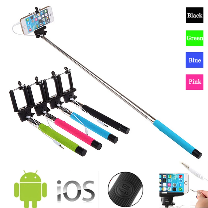 Z07 5S Extendable Handheld Monopod Audio Cable Wired Palo Selfie Stick For Iphone 6 plus 5s