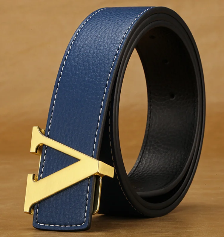 Gold Letter Buckle Strong Pu Belt V Buckle Belt Men Dress Belt - Buy ...