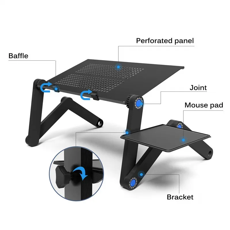 
Cornmi Laptop Folding Table Stand Aluminum Desk Riser With Large Cooling Fan And Mouse Pad Side Portable Adjustable 