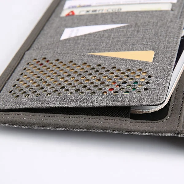 
b5 a5 smart phone holder faux leather organizer portfolio with power bank 