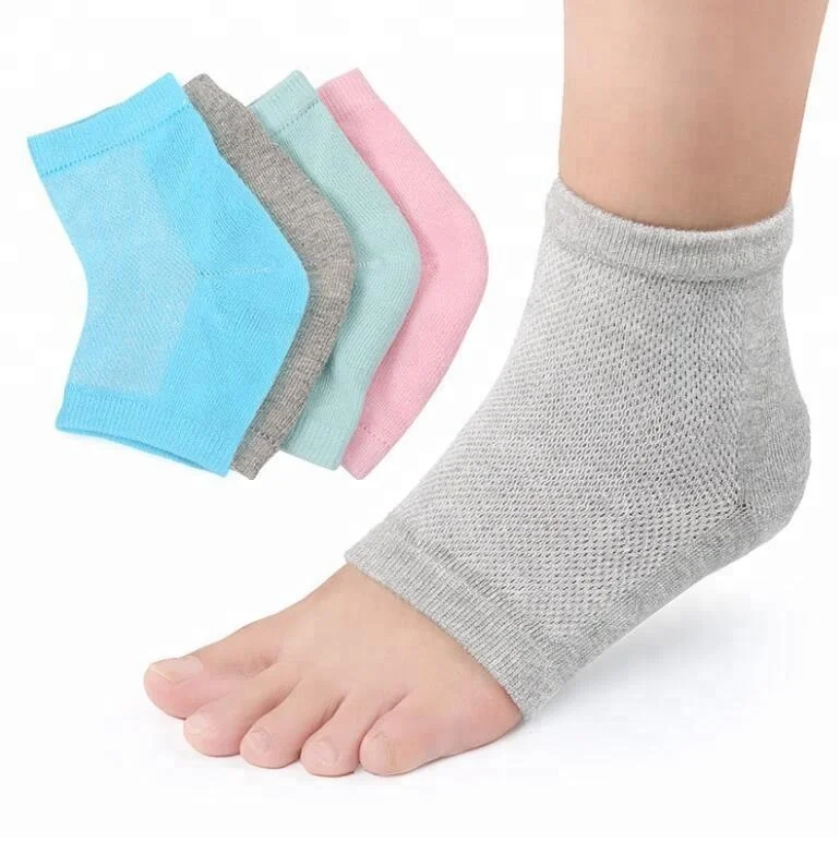 

Amazon Hot Foot Care Whitening and Moisture Crack Breathability Silicone Gel Heel Protector Spa Sock with Ventilation Hole, Blue, pink, grey