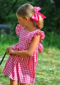 girls pink gingham dress