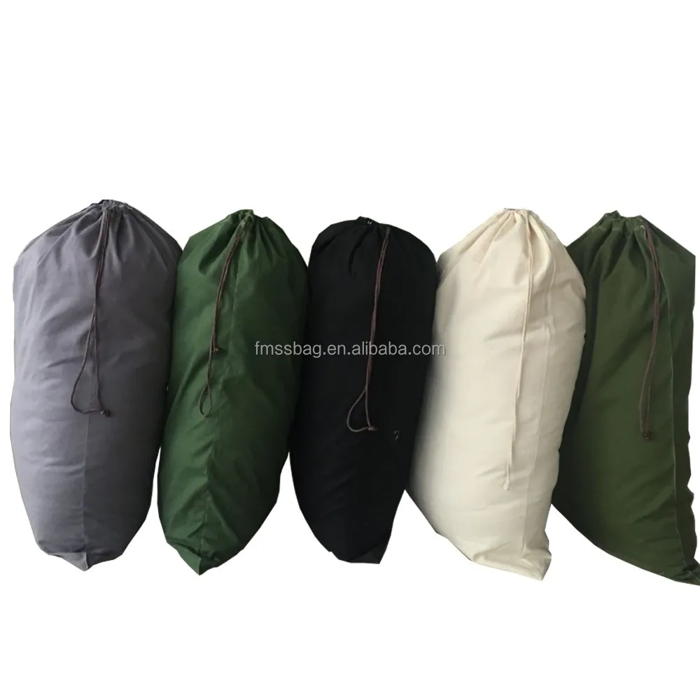 

Customized Large Cotton Canvas Drawstring Laundry Bag Hotel Use Dirty Laundry Bags, Green,black, white