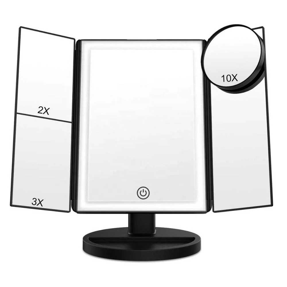 

New 2019Vanity Light Beauty Touch Dimmable Led Makeup Trifold Mirror, White,pink,customzed color