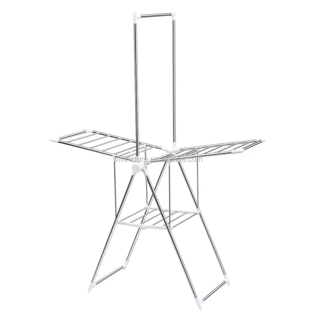 Heavy Duty Folding Clothes Drying Rack Top Hanging Bar Buy Clothes