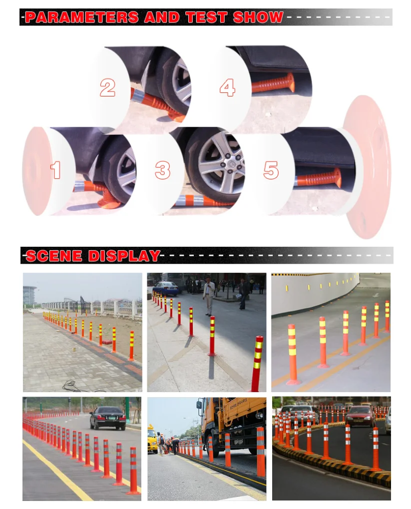 Reflective Road Marker Posts T-TOP Traffic warning Delineator Post Stack Cone Bollard