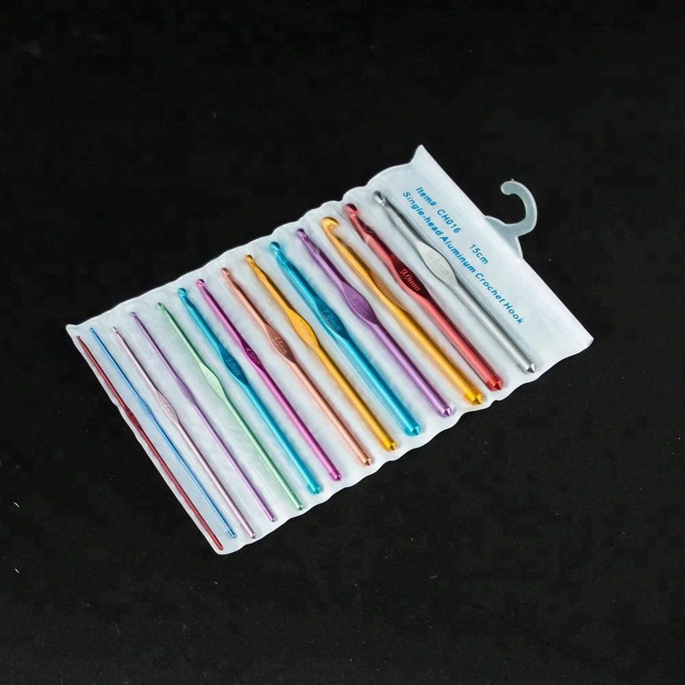 CH016-14 Multicolor Aluminium crochet hooks 14pc