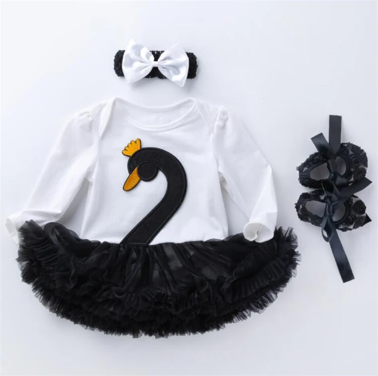 

LSF36 Toddler Baby Kids Girls The Swan Romper Jumpsuit Playsuit Outfits Newborn Girl Summer Rompers Sunsuits 3pcs set, As the picture show