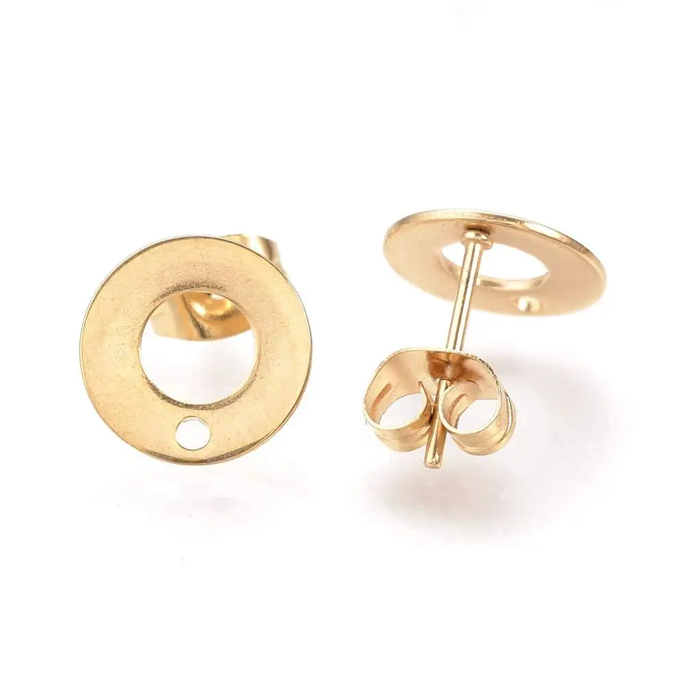 

Gold Tone Stainless Steel Earrings Connector Findings DIY Stud Earring Posts with Loop for Jewelry Making, Gold plated