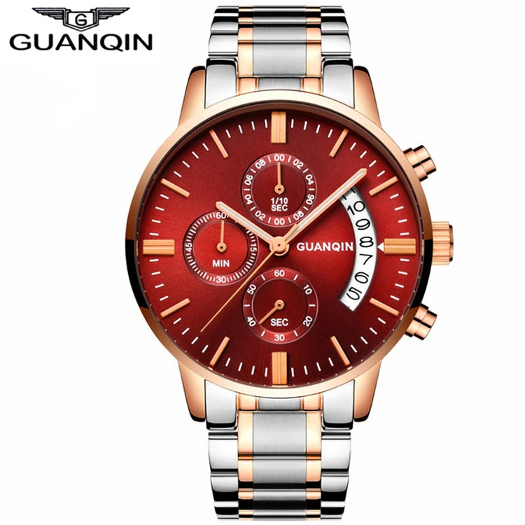 

GS19053 Mens Watches Top Brand Luxury GUANQIN Watch Men Sport Full Steel Quartz Watch Man Fashion Luminous Wristwatch, N/a