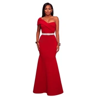 

Wholesale Luxurious Red Sexy One Shoulder Long Gown Women Evening Dress