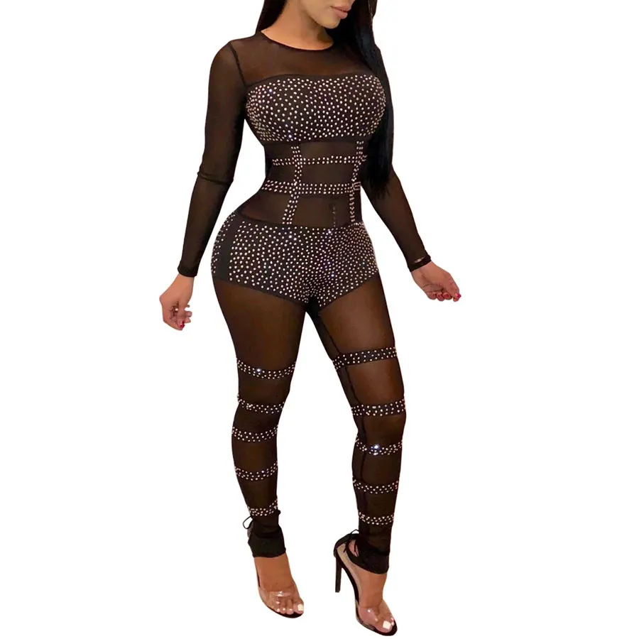 

80808-MX58 summer sexy long jumpsuits for women beading club dress design