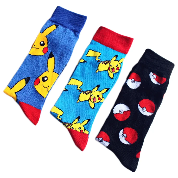 Customized Design Cotton Happy Cartoon Pikachu Funny Socks / Pikachu ...