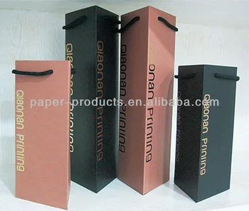 Triangle Shaped Wine Gift Paper Bag/wine Bottle Bag With Metal Handle - Buy Christmas Wine Gift ...