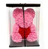 New Year Valentines Gifts Rose Flower Teddy Bear Artificial Foam Soap Rose With Bear in Box