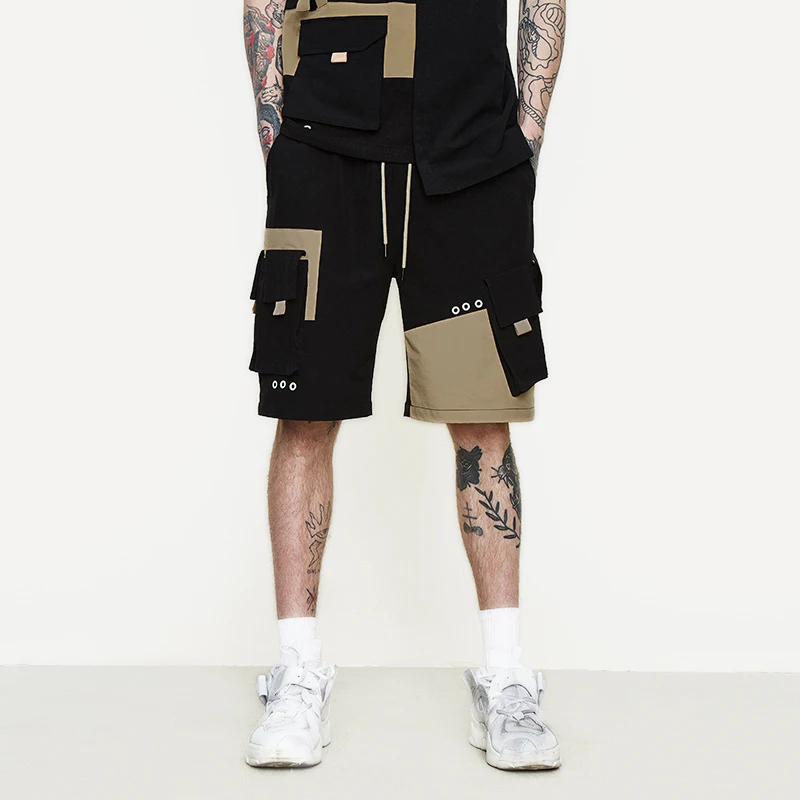 Manufacturers colorblock private label designs streetwear high quality men shorts